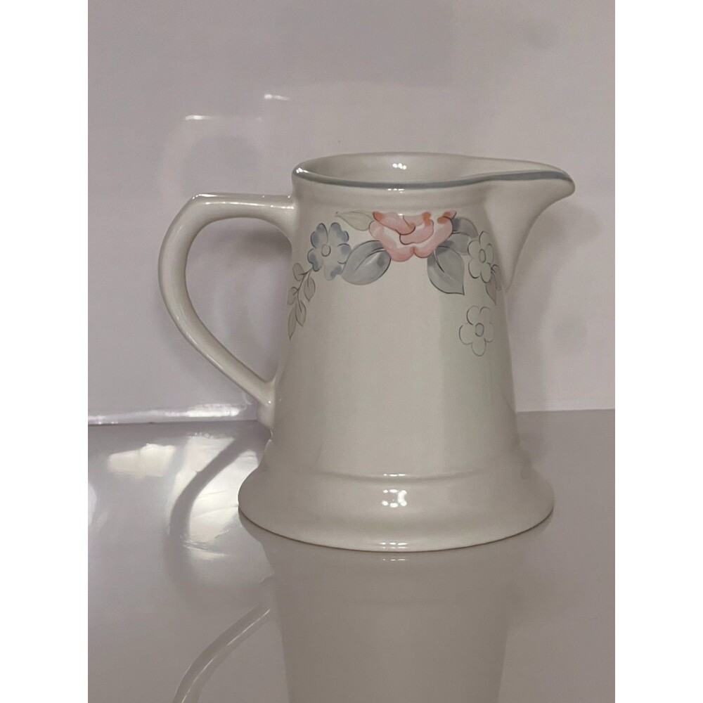 Pfaltzgraff Creamer Wyndham Pattern 4.5” Tall Vintage Stoneware Pitcher Floral